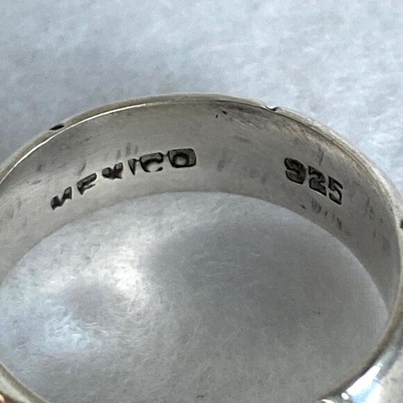 Sterling Silver 925 Mexico Horizontal Textured 6.5MM Rounded Band Ring Sz 7.5 - Picture 8 of 16